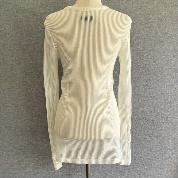 Rag & Bone Y2K Sheer Ribbed Long Sleeve Knit Top Size S Minimalist Capsule Crew - Picture 5 of 13